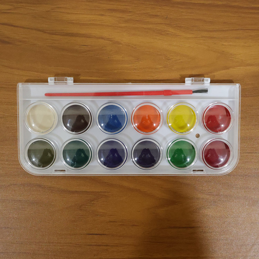 12 vibrant watercolor cakes in a compact kit