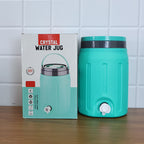 Insulated water jug being used outdoors showing portability and convenience