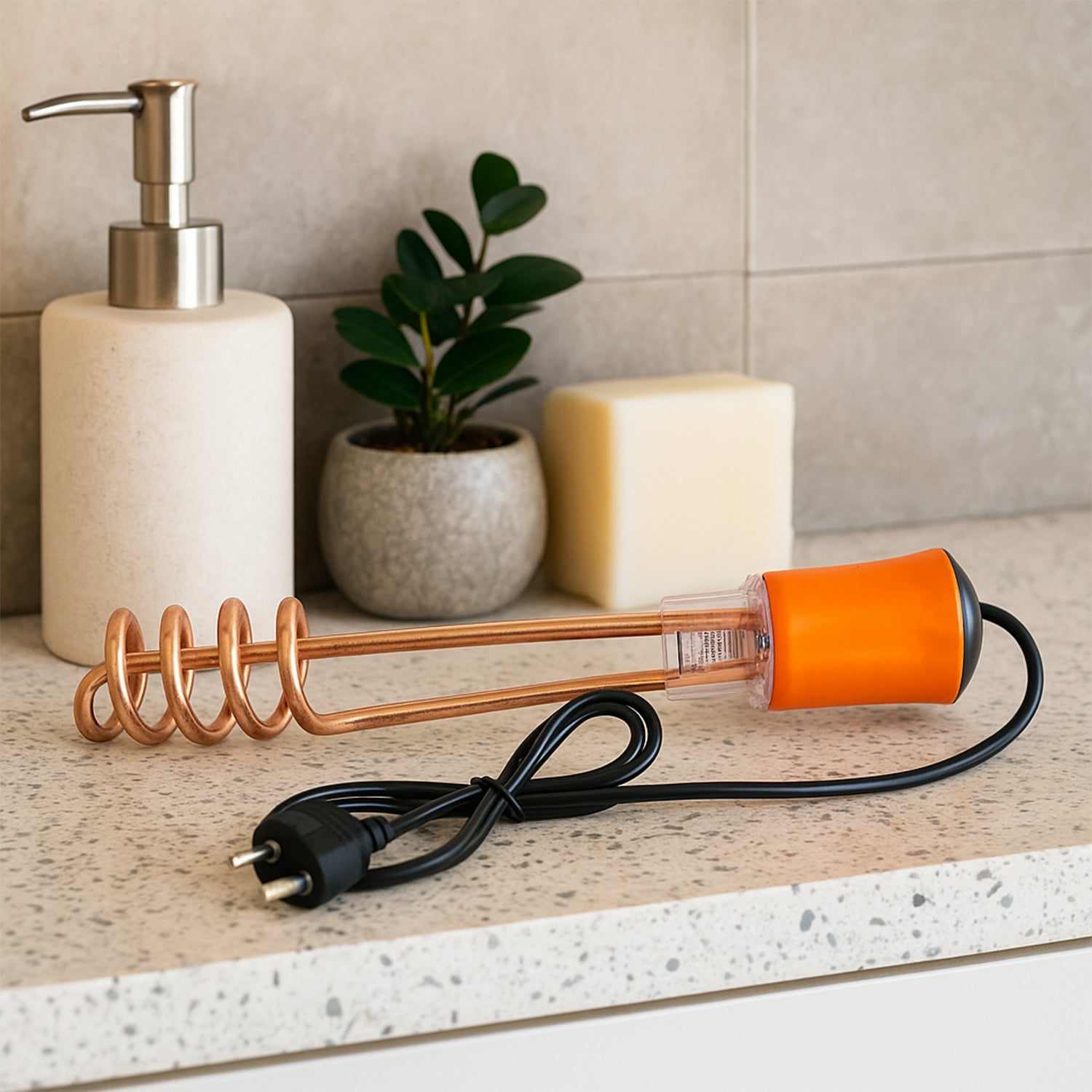 Heavy-duty power cord with 3-pin plug for water heater rod