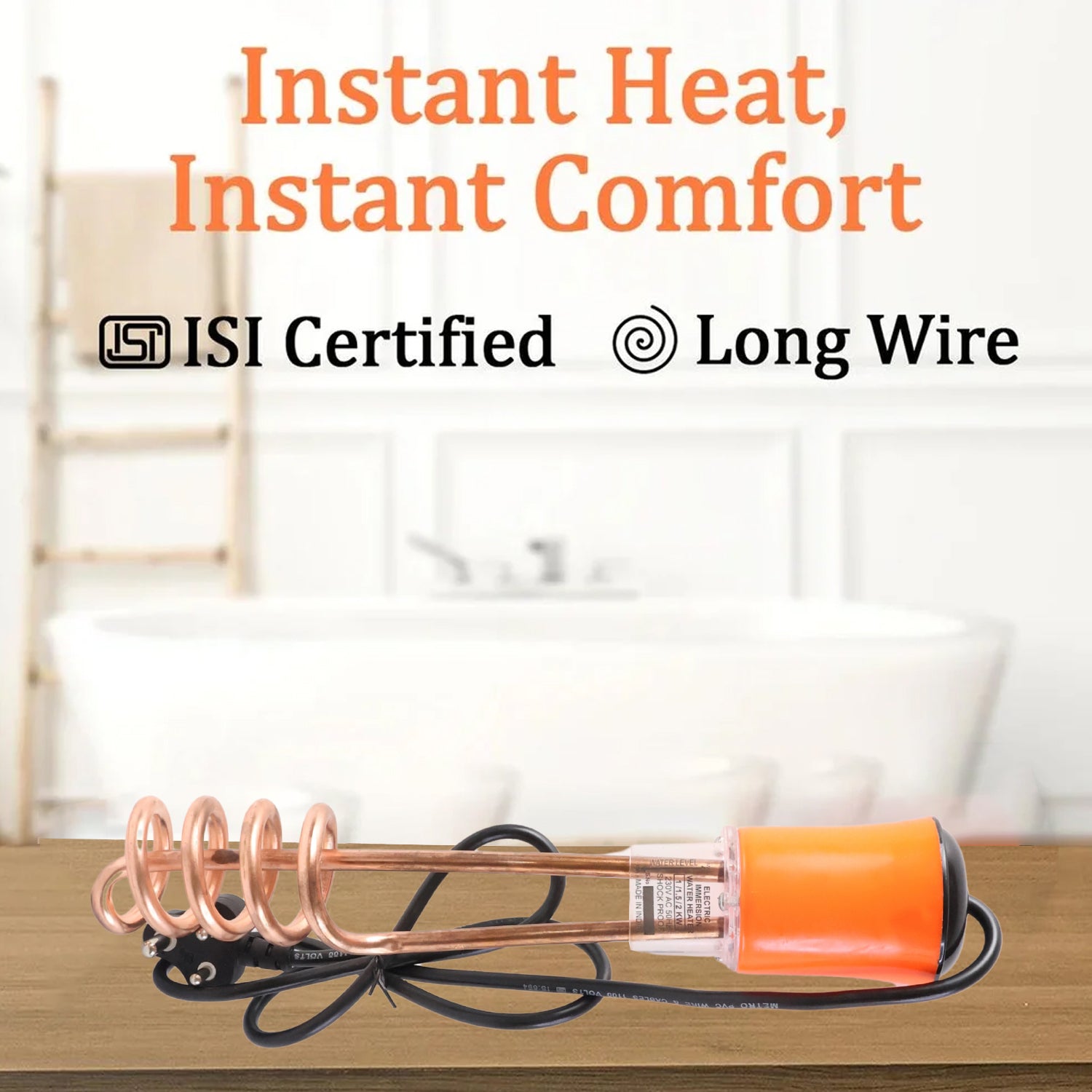 Shockproof handle of immersion water heater rod for safety