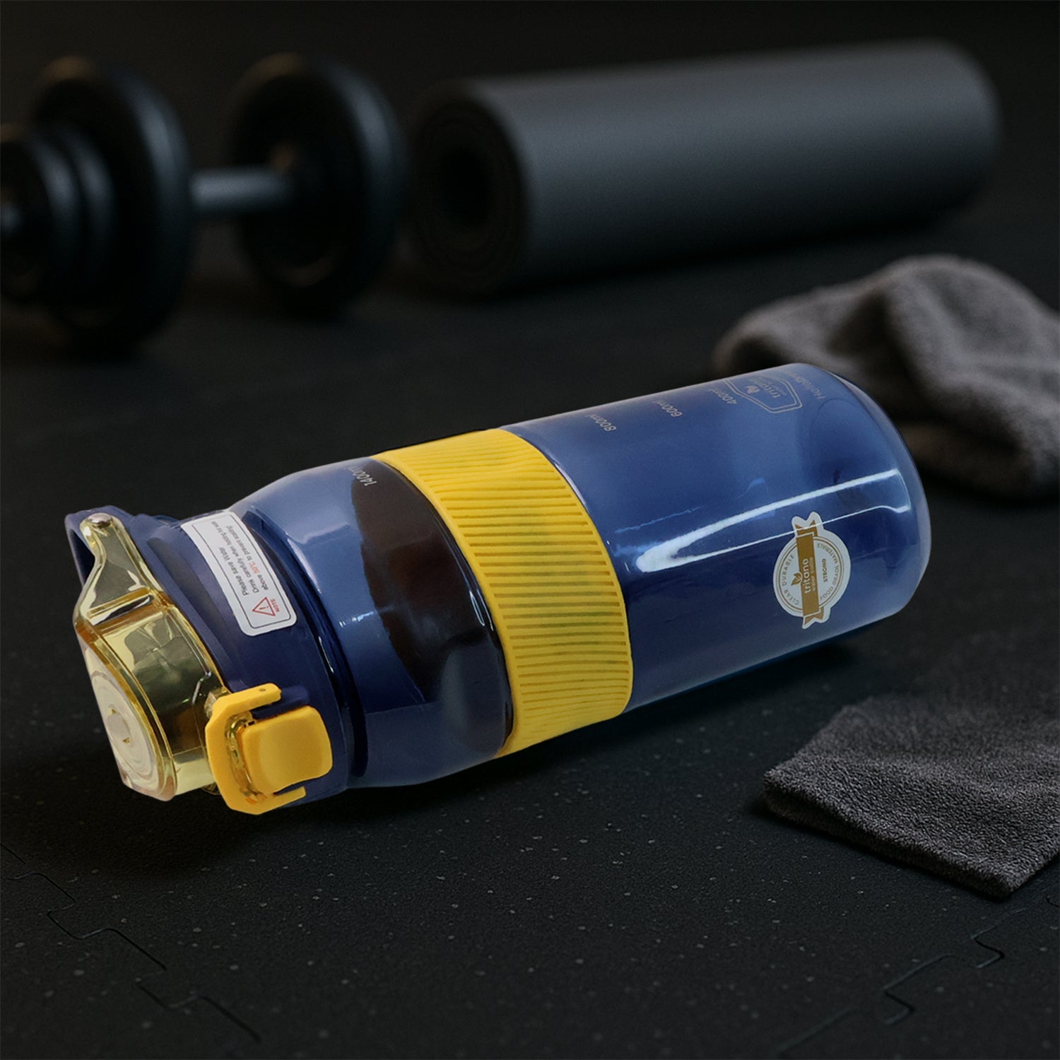 Top view of sports water bottle showing flip lock lid design