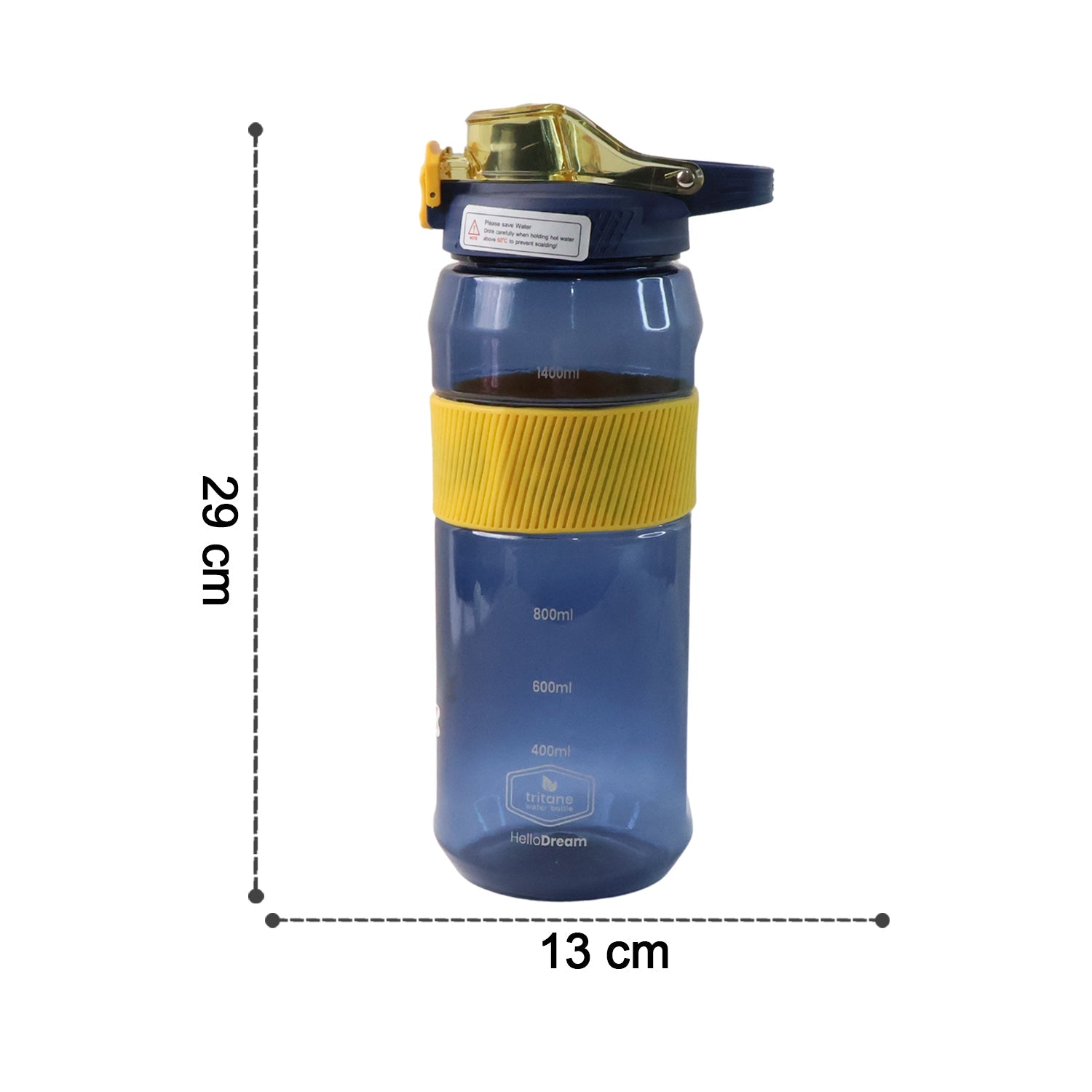 Comparison image showing size of 1400ml sports water bottle