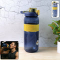 Front view of sports water bottle 1400ml with flip lock lid and straw