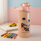 Slim 300 ml cartoon printed water bottle with wrist strap for kids