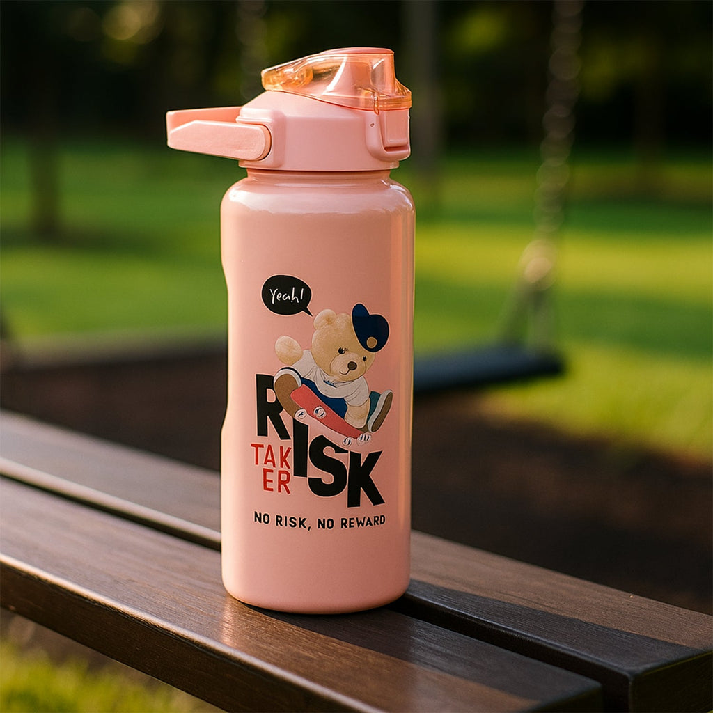 Multiple cartoon printed water bottles from the 3-piece leakproof set
