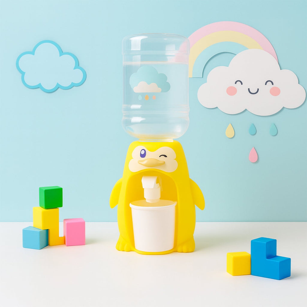 Mini manual water dispenser toy for kids to practice independent hydration