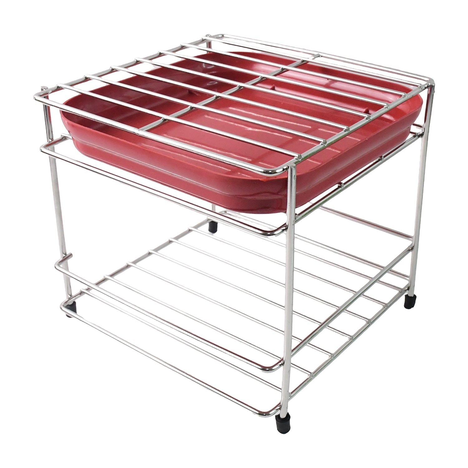 Compact stainless steel countertop organizer for kitchen utensils