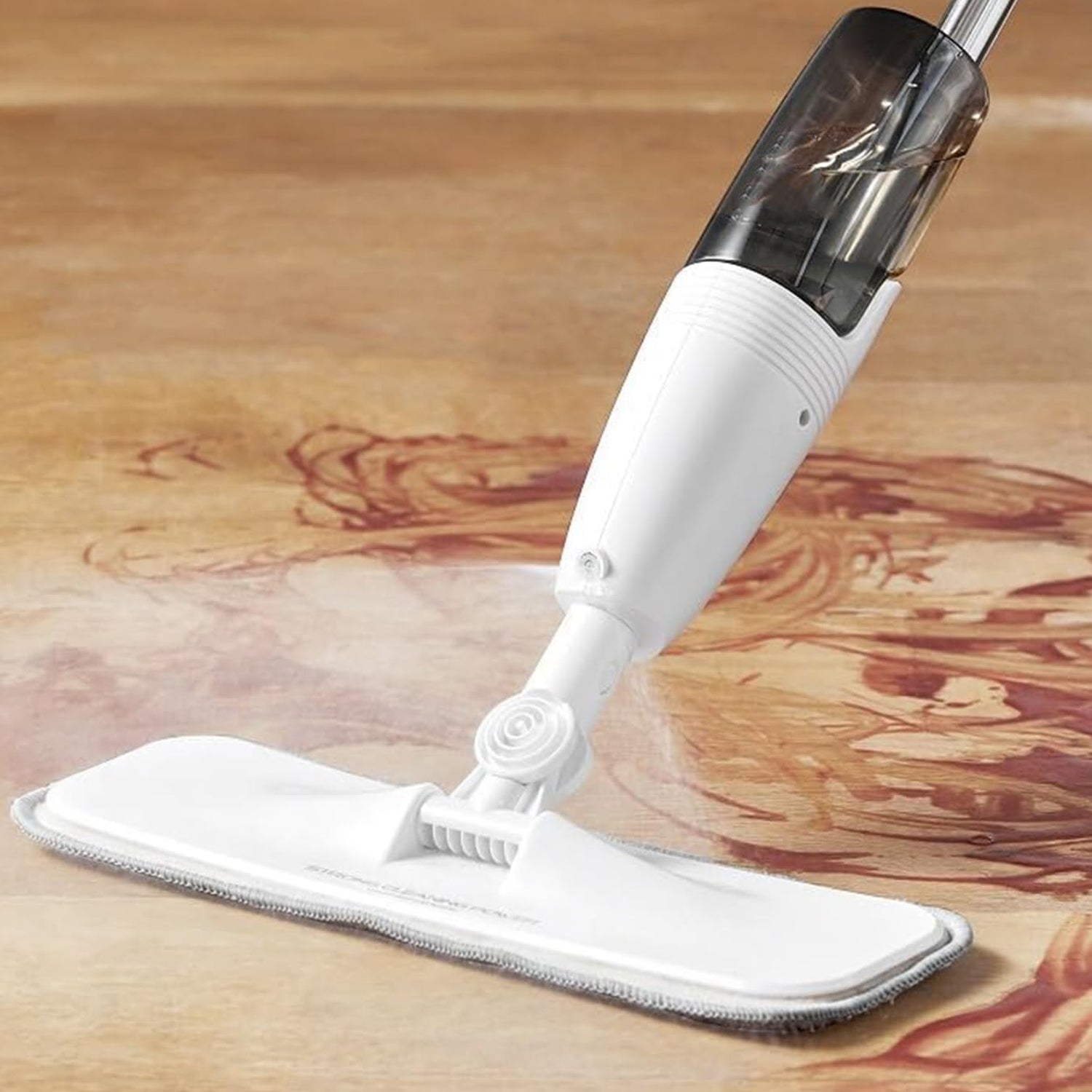 Flat mop cleaner with spray function suitable for tiles, wood, and marble floors