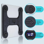 Angled view of the digital body weight scale highlighting its minimalist design.