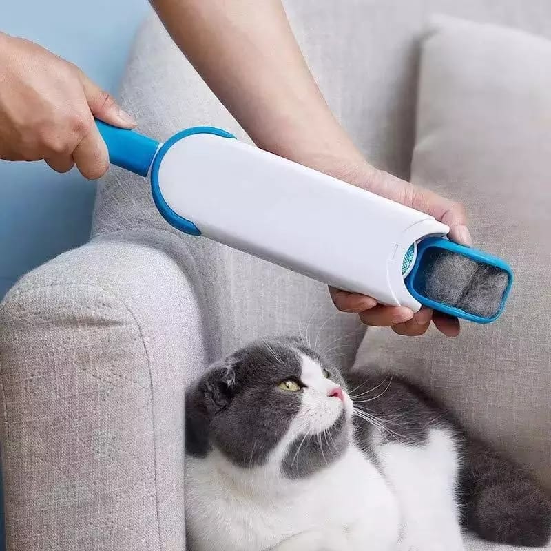 Waggy Tales Pet Hair Remover with its self-cleaning base, ready to use on upholstery.