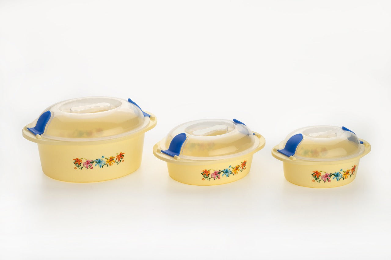 A festive arrangement of the insulated casserole set, perfect for Indian celebrations.