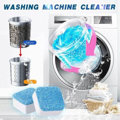 Powerful deep cleaning tablet tackling residue in a washing machine.