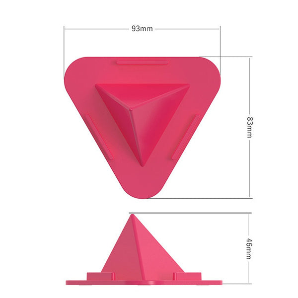 The pyramid mobile stand from a different perspective, emphasizing its stable base.