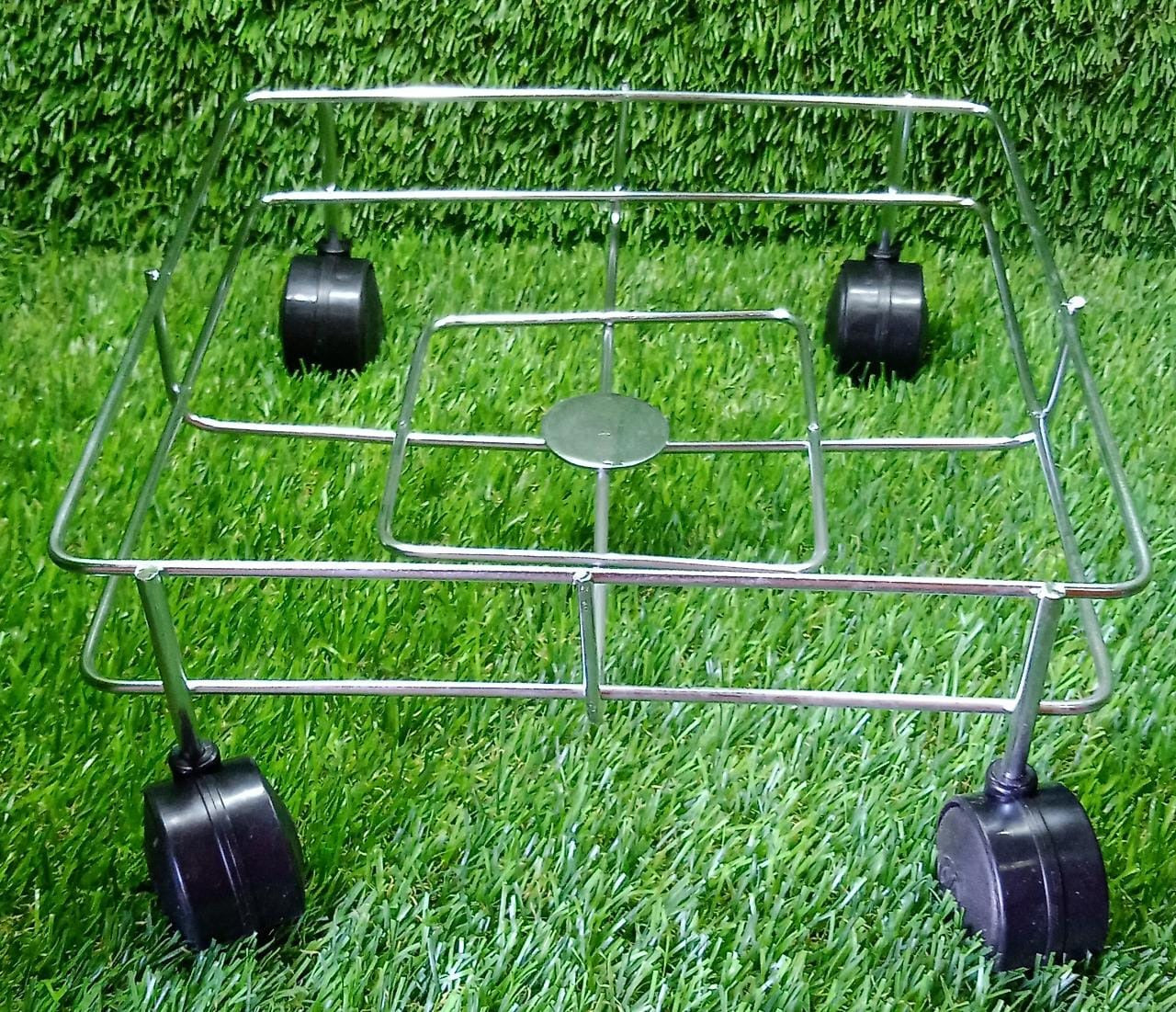 Durable stainless steel kitchen organizer, perfect for oil bottles and spice jars.