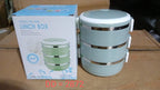 Multi-layer stainless steel lunch box showing its three practical sections.