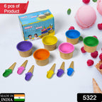 Close-up of vibrant plastic ice cream bowls with matching spoons