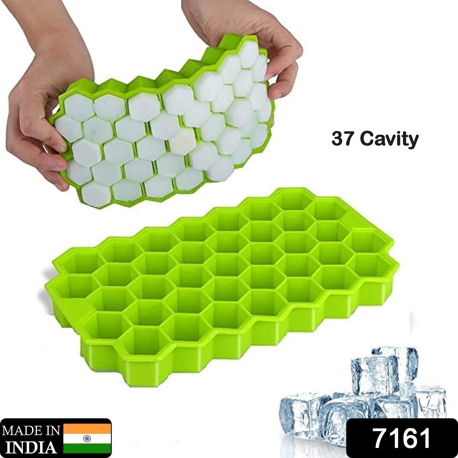 ChillPour silicone ice cube tray filled with perfectly formed ice cubes.