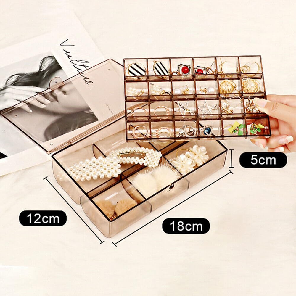 Acrylic storage case with 30 compartments, also suitable for nail art supplies and makeup.