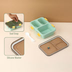 A kids lunch box placed on a table, ready for a school day.