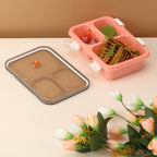 Closed view of the vibrant 3-compartment kids lunch box.