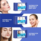 Soft, alcohol-free face wipes for a daily skin care routine.