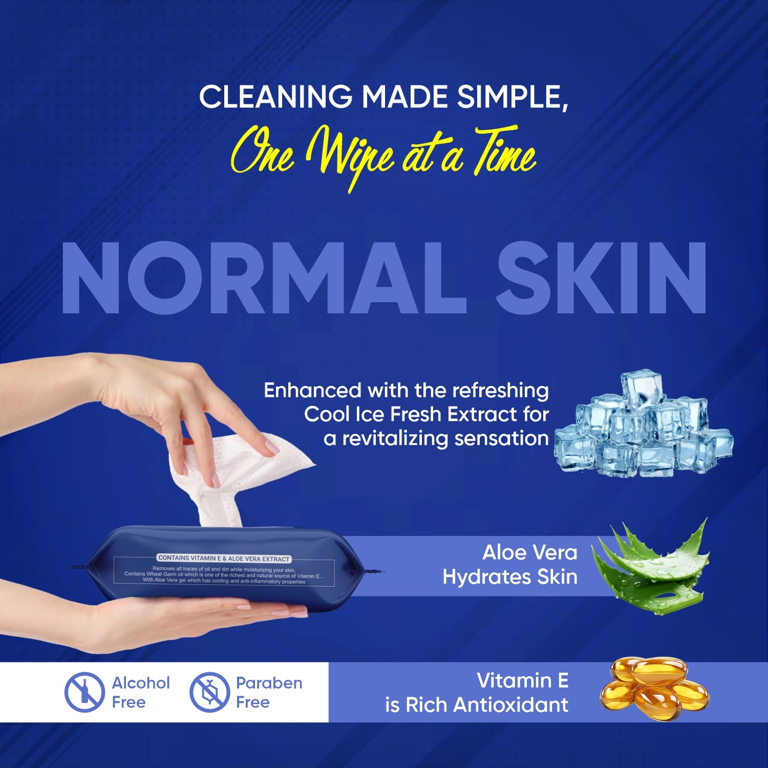 Side view of the Beautiful Basics Wet Face Wipes pack, highlighting its slim profile.