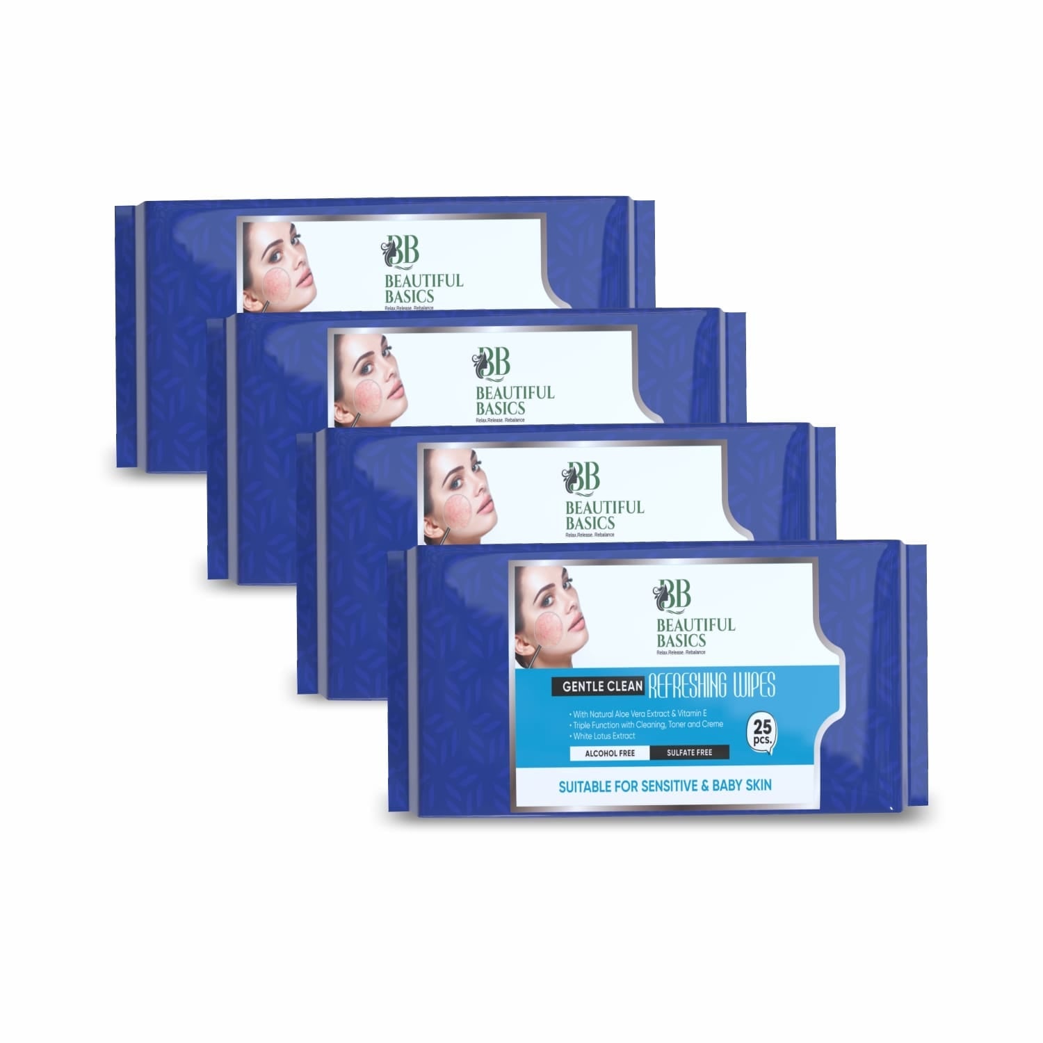 Beautiful Basics wipes enriched with nourishing fruit extracts.