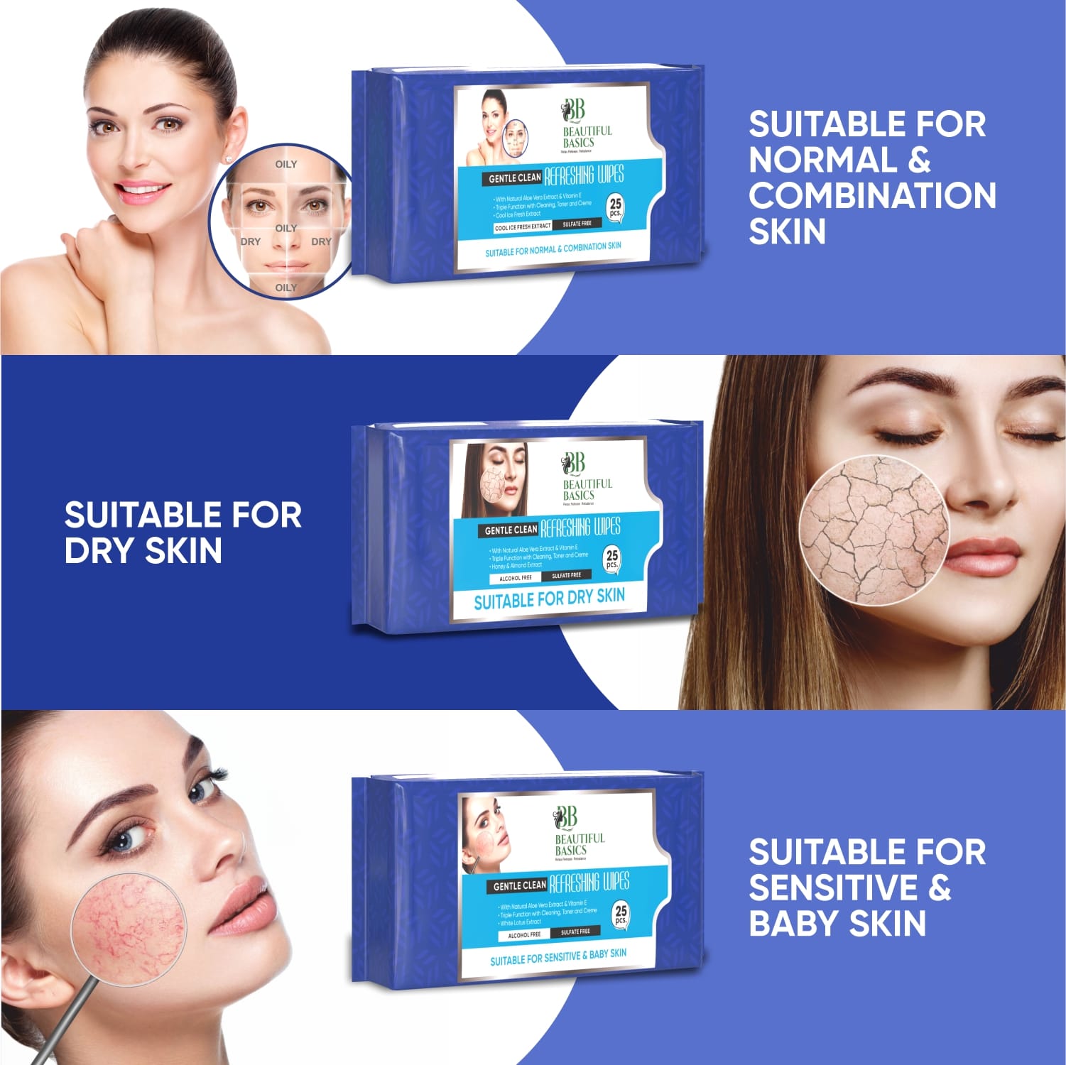 Close-up of the soft texture of a pH-balanced facial wipe.