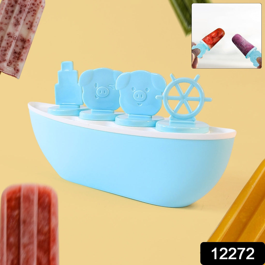Close-up of frosty piggy face ice cream mould for homemade popsicles