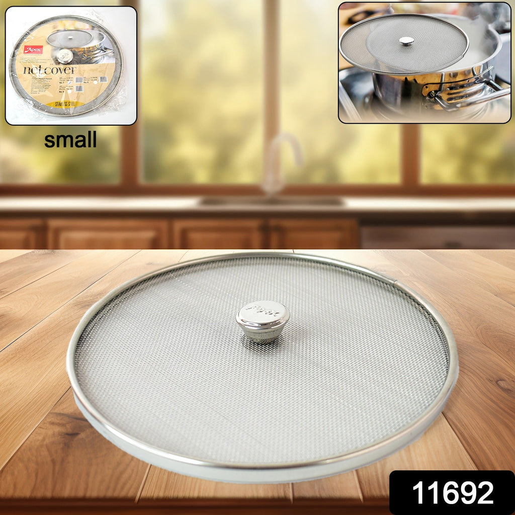 Fine stainless steel mesh cooking cover fitting frying pans and kadais