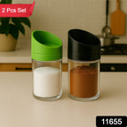 Apex kitchen storage jar set showing black and green airtight slant lids