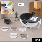 Vegetable chopper featuring multiple slicing and grating blades for diverse cuts