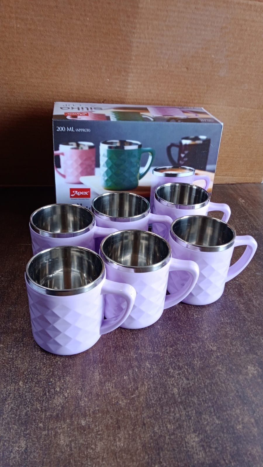 Clear image of stainless steel tea cup set suitable for office and home use