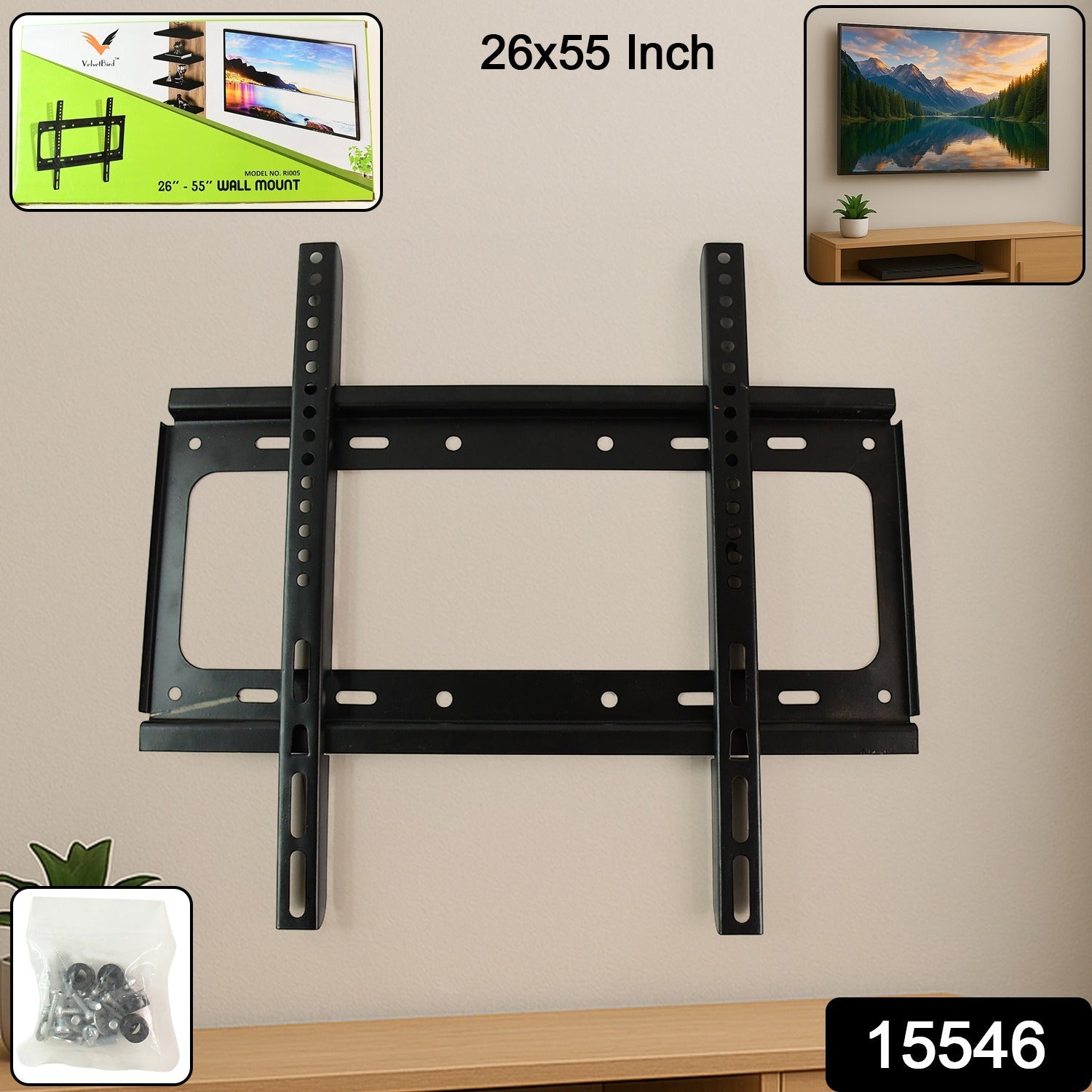 Close-up view of iron edge adjustable LED TV mount frame