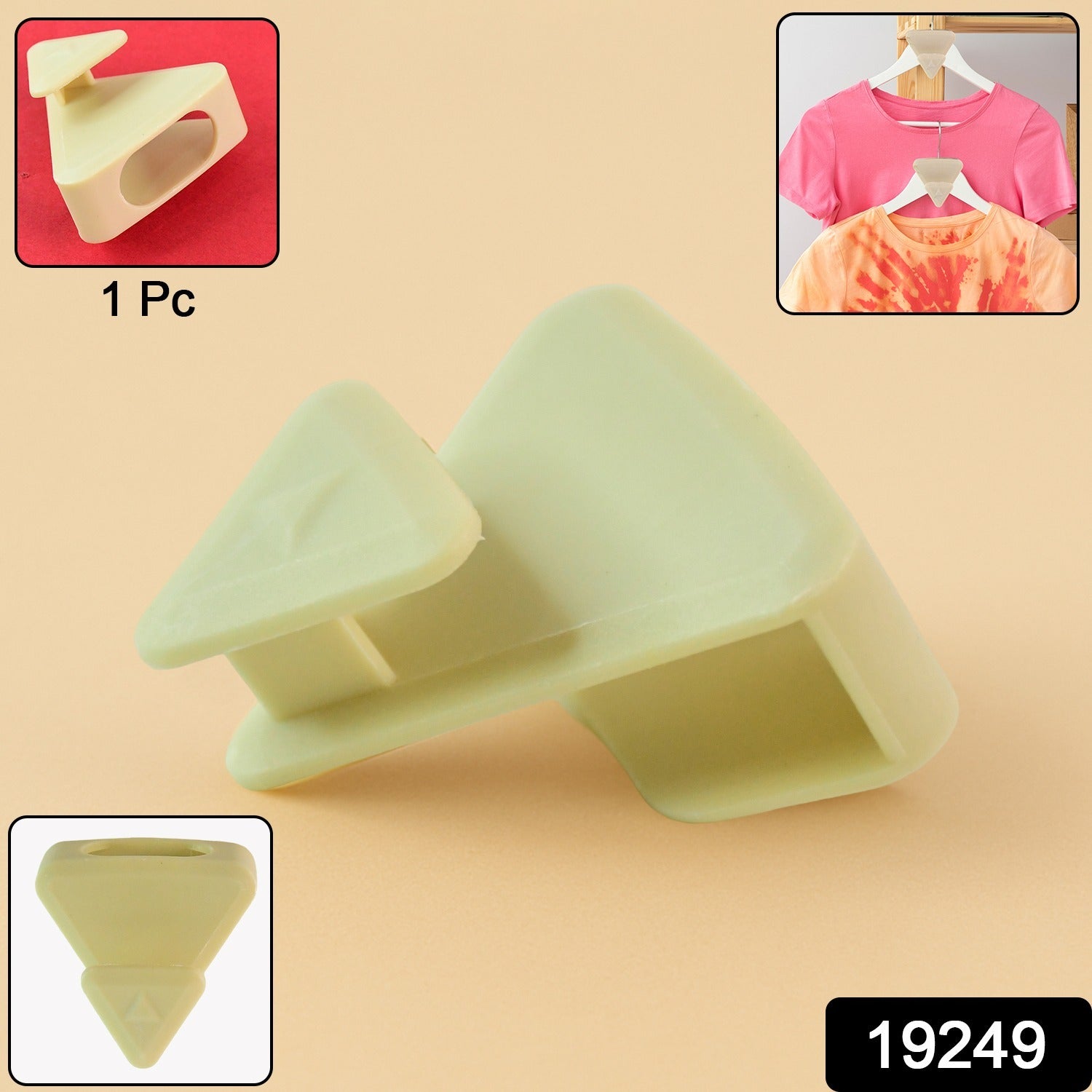 Set of plastic hanger connector hooks organizing multiple hangers in a closet