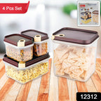 Clear plastic airtight containers for kitchen pantry organization.