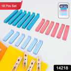 Plastic food bag sealer clips securing a snack bag, demonstrating airtight seal.