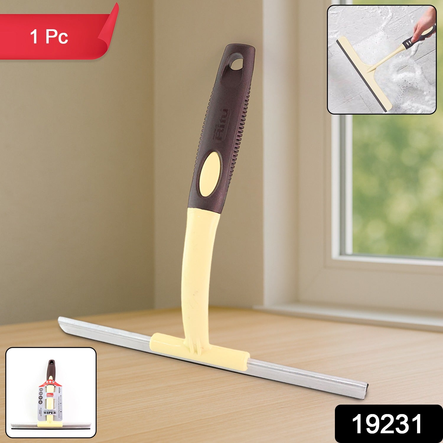 Ritu glass wiper in use cleaning a glass window