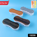 Heavy-duty cloth washing brush with comfortable curved grip for household cleaning
