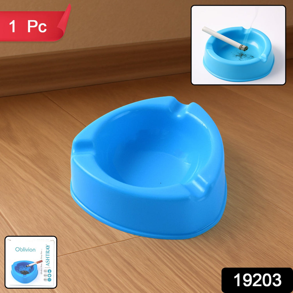 Oblivion heavy-duty plastic ashtray showing robust design in blue color