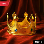 Golden costume crown featuring colored gem accents