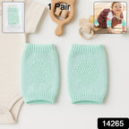 Mint green toddler wool knit knee protector leg warmer on white background