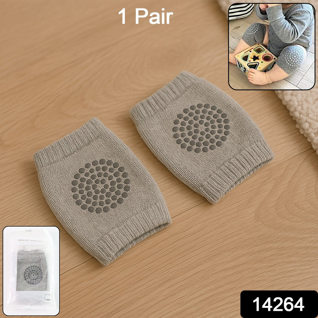 Toddler wool knee warmers in grey providing anti-slip knee protection