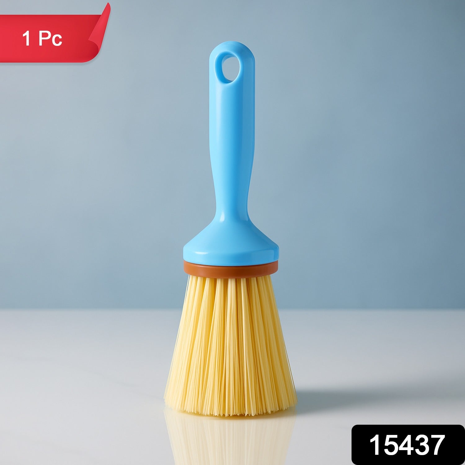 Compact plastic scrub brush with ergonomic handle for kitchen cleaning