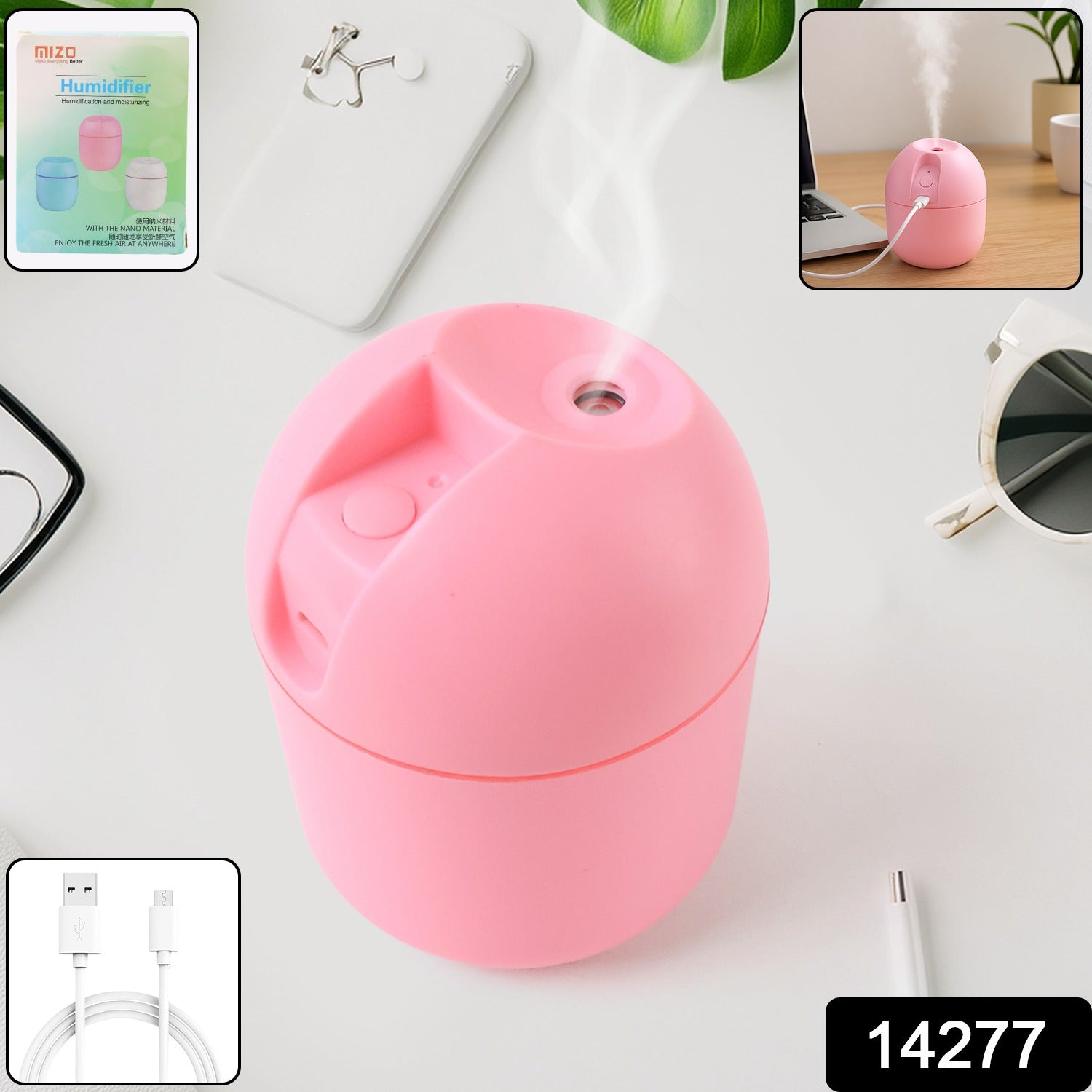 Portable USB Mini Air Humidifier in use providing cool mist for dry air relief