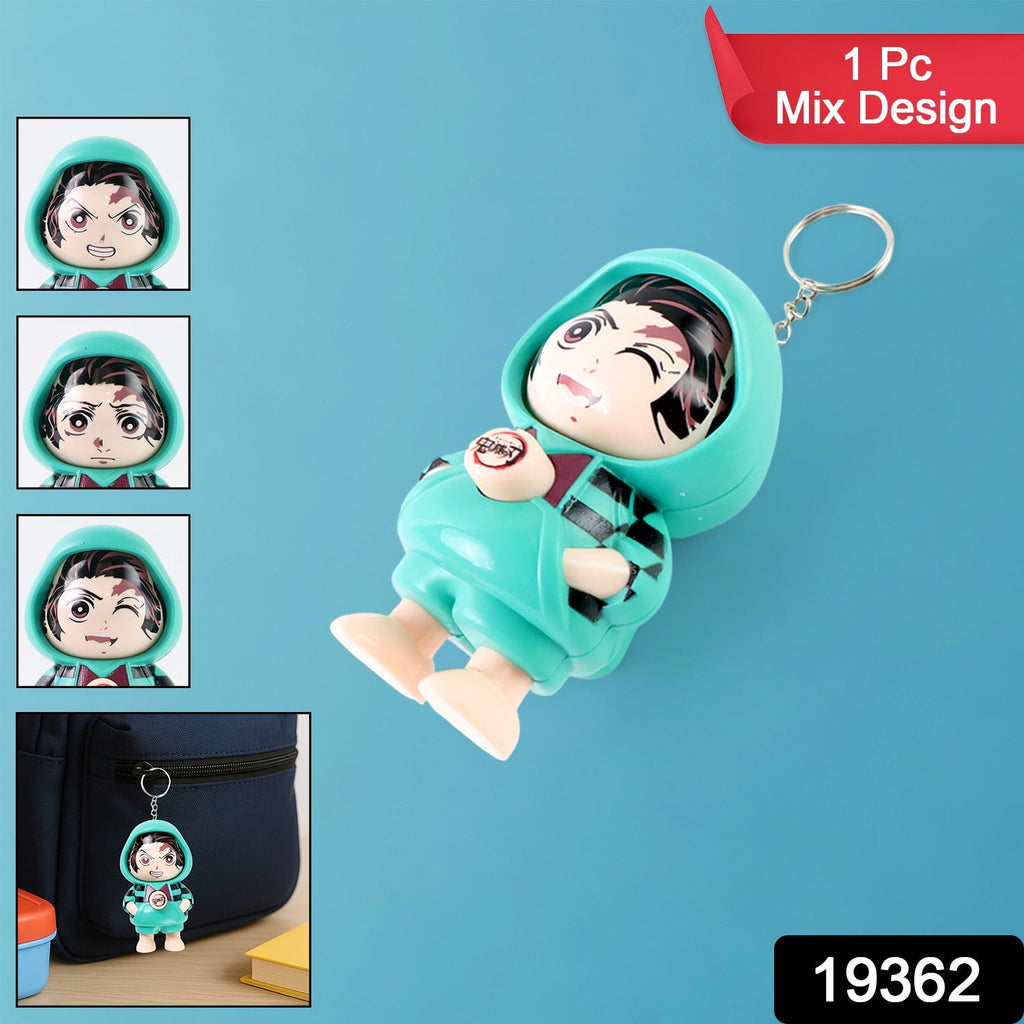 Mini cartoon action figure keychain with assorted designs