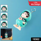 Mini cartoon action figure keychain with assorted designs