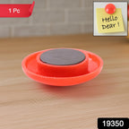 Multiple red dot magnetic board buttons holding papers on whiteboard