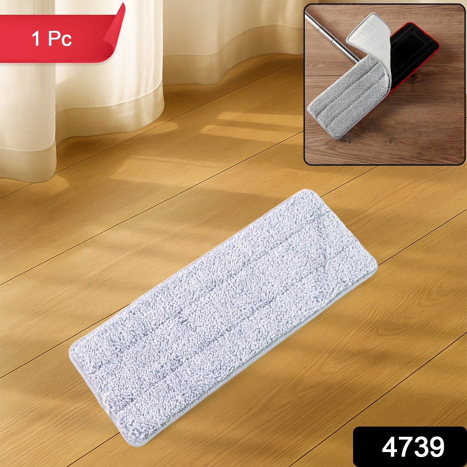 Heavy-duty reusable microfiber mop pad for effective floor dust and dirt removal