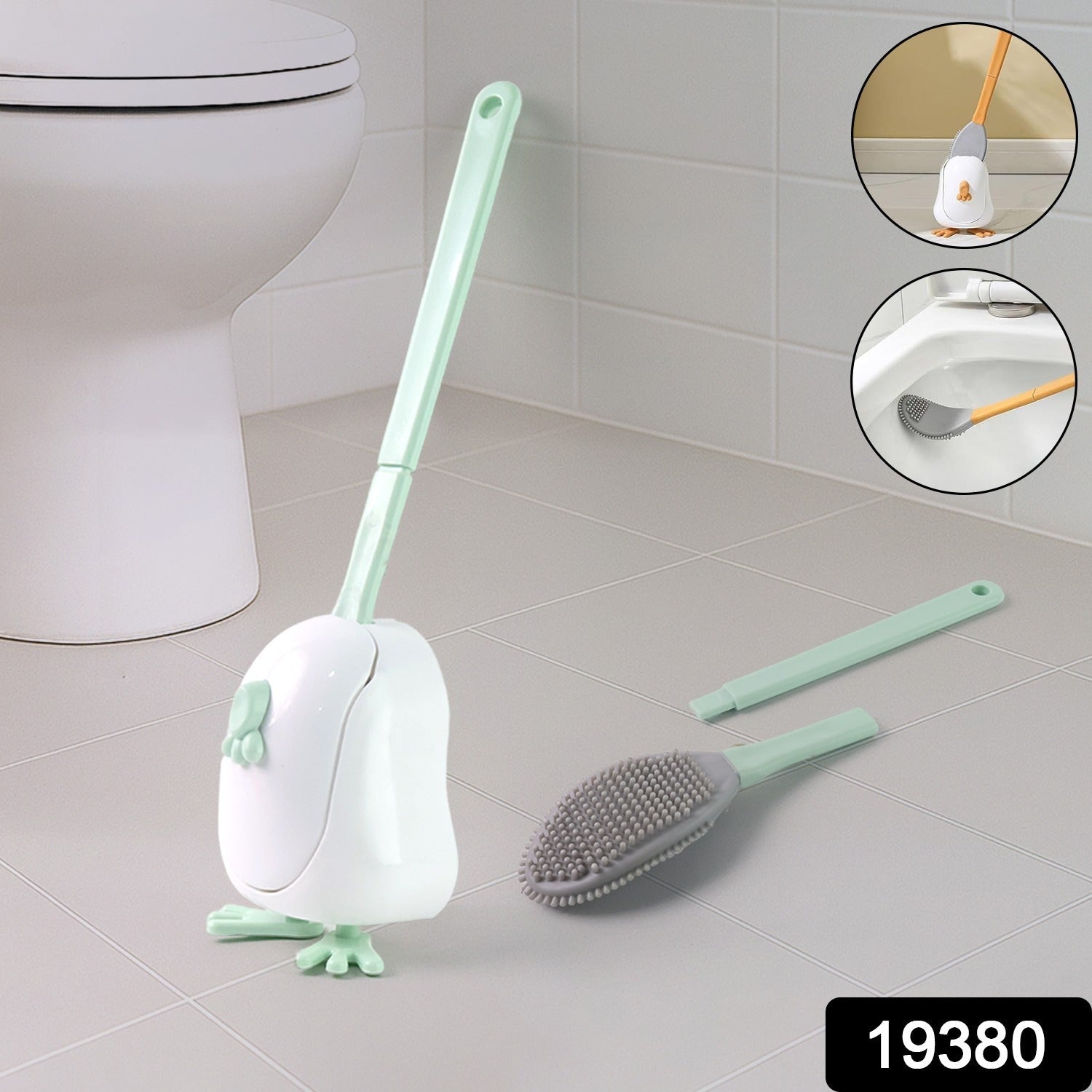 Silicone toilet brush with ergonomic detachable handle